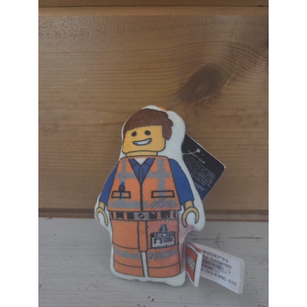 Lego Movie Emmit Clip 4.5"in Plush Backpack Clip/Keychain Accessory NWT